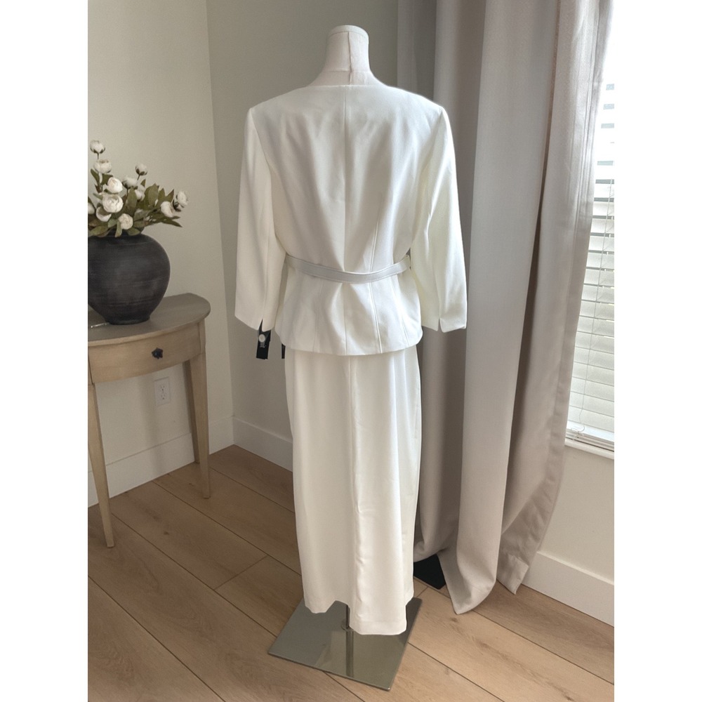 Le Suit Womens Belted 3/4 Sleeve Jacket Maxi Skirt Suit Vanilla Ice 12 NEW* - Picture 8 of 15